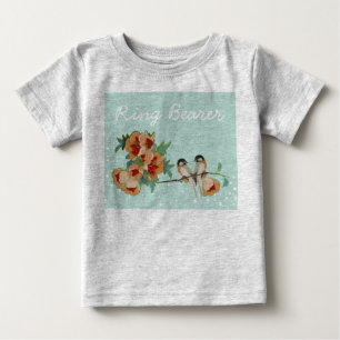 Vintage Cherry Blossom Love Bird Pfirsichminze Baby T-shirt