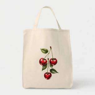 Vintage Cherry Illustration Tote Bag