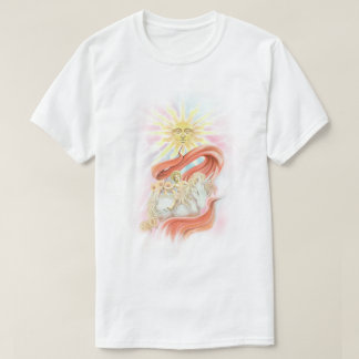 Vintage-Cherub & Einhorn-Sonne T-Shirt