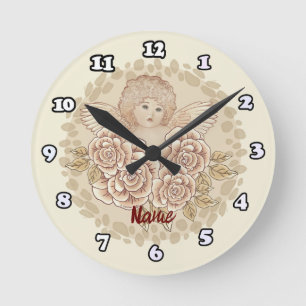 Vintage-Cherub-Engel-Uhr Runde Wanduhr