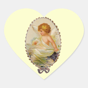 Vintage Cherub Herz-Aufkleber