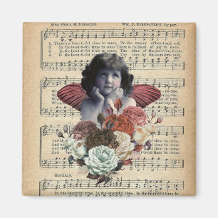 Vintage Cherub Mädchen Collage Magnet