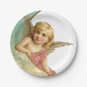 Vintage Cherub Mond Pappteller