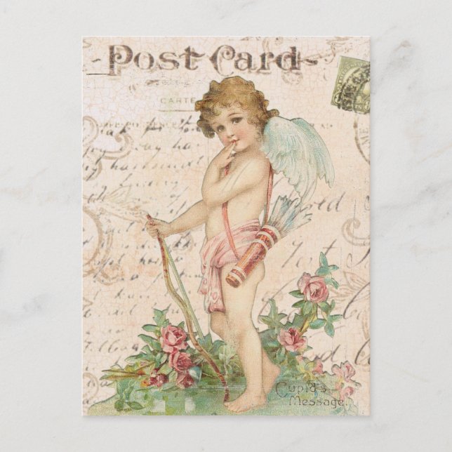 Vintage cherub Valentine postcard Feiertagspostkarte (Vorderseite)