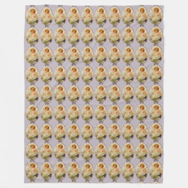 Vintage Cherubs Fleecedecke (Vorderseite)