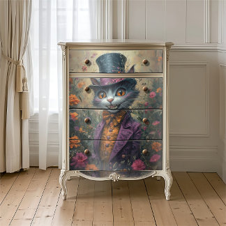 Vintage Cheshire Cat Verrückter Hütter Teegesellsc Seidenpapier