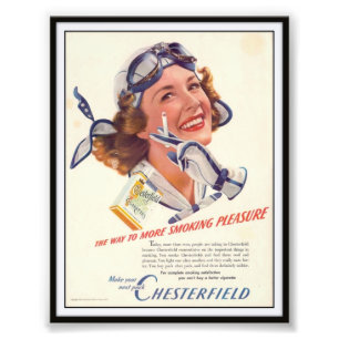 Vintage Chesterfield-Zigaretten-Werbung 1940 Fotodruck
