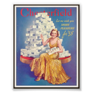 Vintage Chesterfield Zigarettenwerbung 1937 Fotodruck