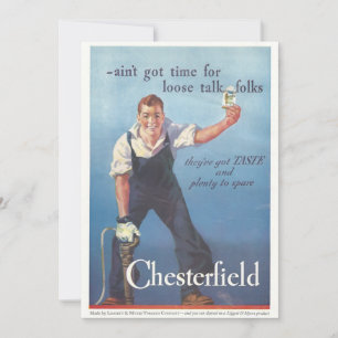 Vintage Chesterfield Zigarettenwerbung Karte