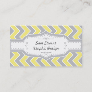 Vintage-Chevron, Grau und Gelbe Visitenkarte