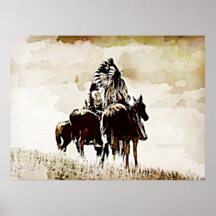 Vintage Cheyenne-Krieger auf Horseback-Poster Poster
