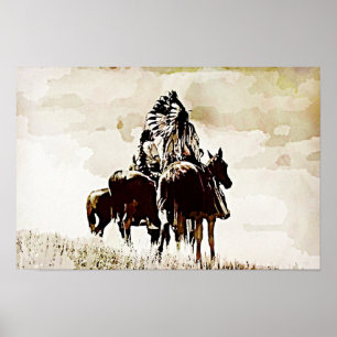 Vintage-Cheyenne-Krieger Leinwanddruck Poster
