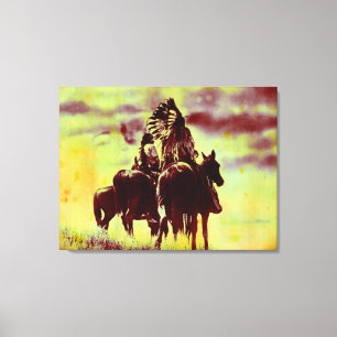 Vintage Cheyenne-Krieger wickelten Leinwand-Druck Leinwanddruck