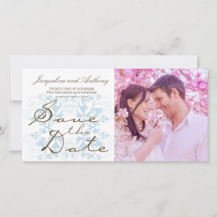 Vintage Chic Aqua Blumenranken Save The Date