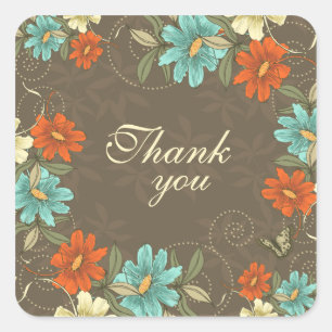 Vintage chic aqua orange crème merci stickers