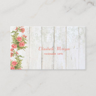 Vintage Chic-Blume, Spitzen, Holztextur Visitenkarte