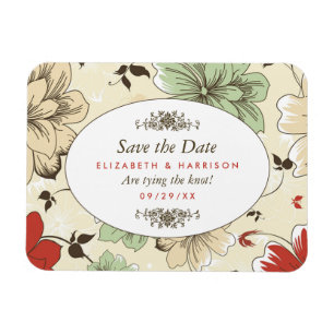 Vintage-Chic-Blumenhochzeit - Save-the-Date-Karte Magnet