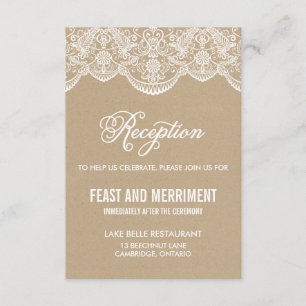Vintage-Chic-Brokatspitze Hochzeitsempfangskarte Begleitkarte