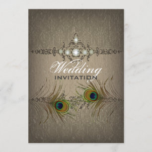 Vintage chic faire-part de mariage paon