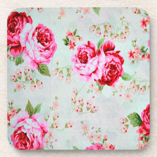 Vintage Chic-Hütten-Rosa-Rose mit Blumen Untersetzer