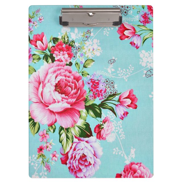 Vintage Chic Rosa Blumen Klemmbrett (Vorderseite)