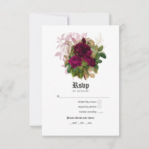 Vintage Chic Rosé und Burgunder Hochzeit RSVP Karte