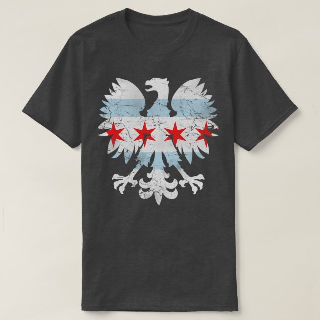 Vintage Chicago Flag Polish Eagle Heritage T-Shirt (Design vorne)