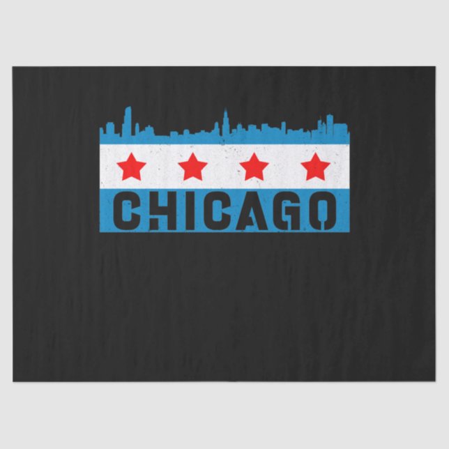 Vintage Chicago Flag Skyline Seidenpapier (Vorderseite)