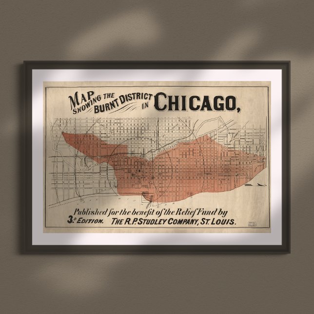 Vintage Chicago Great Fire Map, 1871 Poster (Von Creator hochgeladen)