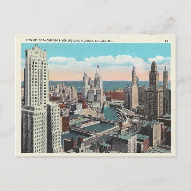 Vintage Chicago Loop Postkarte (Vorderseite)