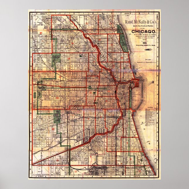Vintage Chicago Map Poster (Devant)