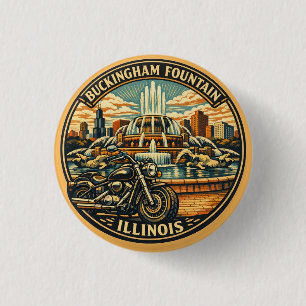 Vintage-Chicago-Motorrad Buckingham Fountain Button