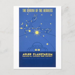 Vintage Chicago Reiseplakat: Adler Planetarium Postkarte