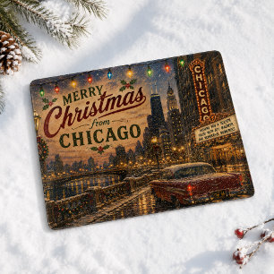 Vintage Chicago Route 66 Weihnachtsstadtlichter Schneidebrett