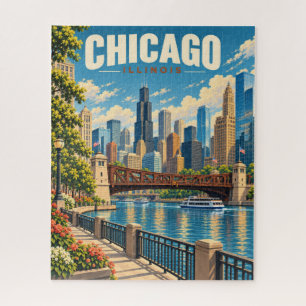 Vintage Chicago Skyline Uferfront