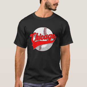 Vintage Chicago-Stadtbild Baseball Für Männer Frau T-Shirt