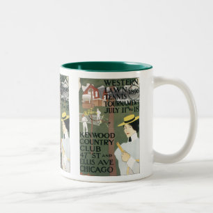 Vintage Chicago Tennisplakat Zweifarbige Tasse