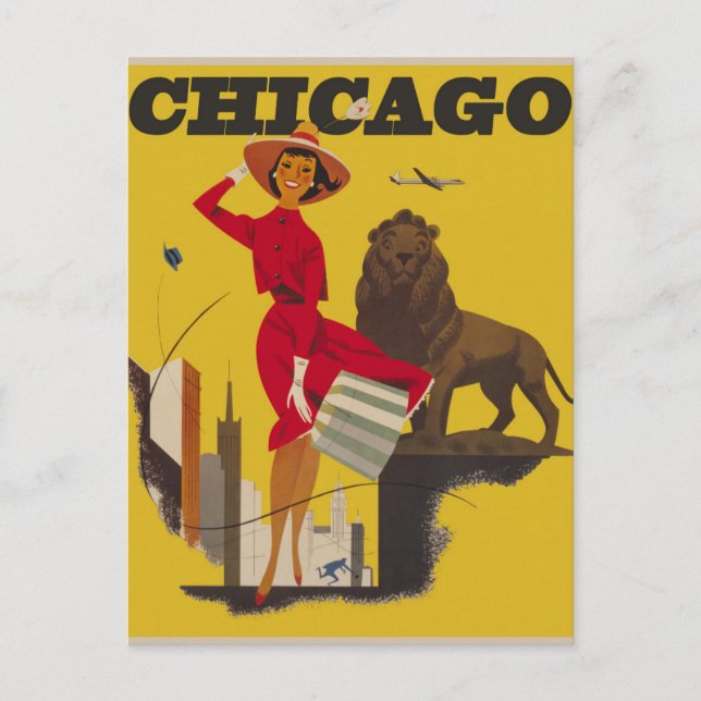 Vintage Chicago Travel Postcard Postkarte (Vorderseite)