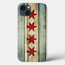 Vintage Chicagoer Fahne erschütterte Holzsicht Case-Mate iPhone Hülle