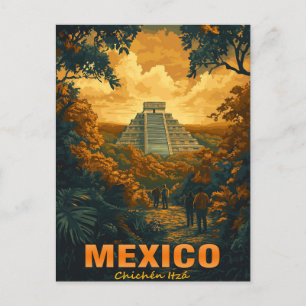 Vintage Chichen Itza, Mexiko Postkarte