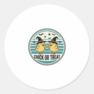 Vintage Chick Or Treat Halloween Küken Design_1 Runder Aufkleber