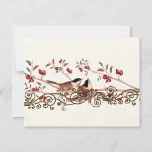 Vintage Chickadee für Hochzeitskarten RSVP Karte