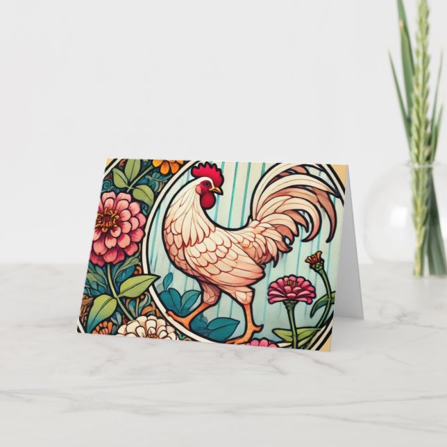 Vintage Chicken Karte (Vorderseite)