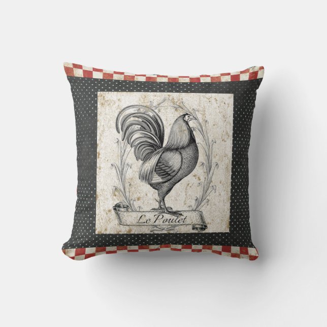 Vintage Chicken Le Poulet Kissen (Vorderseite)