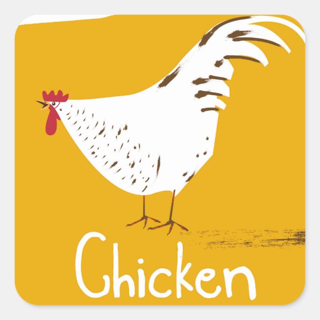 Vintage Chicken Quadratischer Aufkleber (Vorderseite)