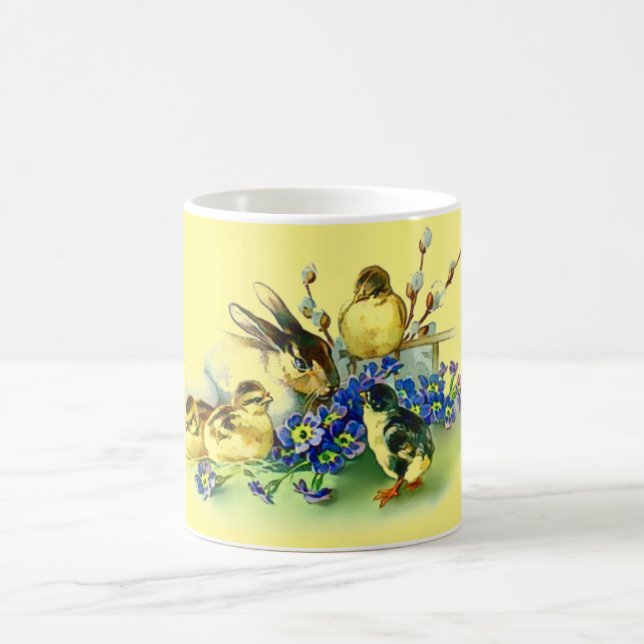 Vintage Chicks & Bunny Osterfest Tasse (Mittel)