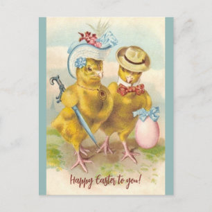 Vintage Chicks in Ostern Postkarte