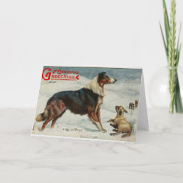 Vintage chien de Noël dans la carte de voeux de ne