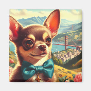 Vintage Chihuahua-Malerei Magnet