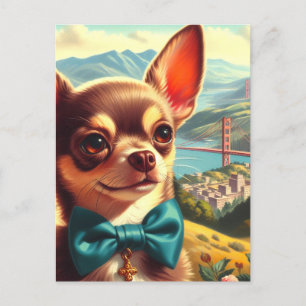 Vintage Chihuahua-Malerei Postkarte